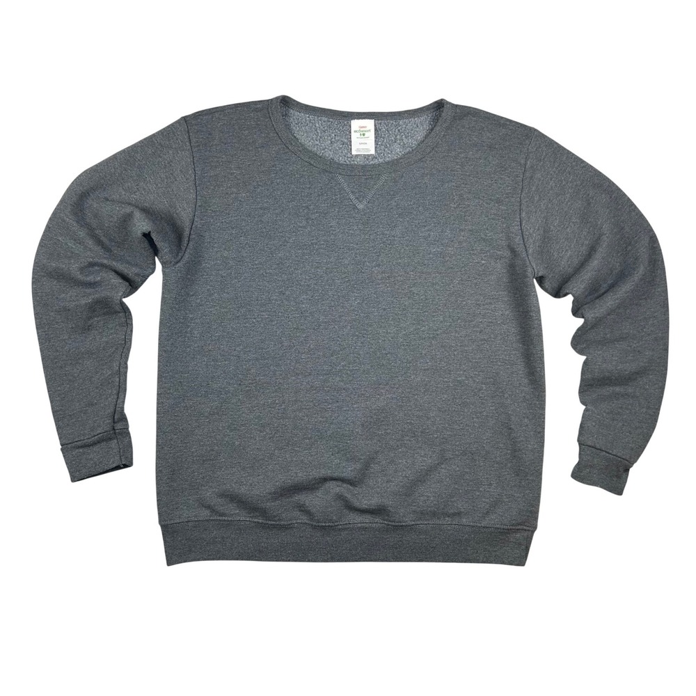 Hanes EcoSmart Women Charcoal Gray Crewneck Sweatshirt Fleece Pullover Small